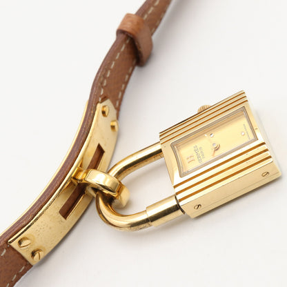 ケリーウォッチ レディース 腕時計 クオーツ GP（ゴールドメッキ） レザー ゴールド シャンパン エルメス 時計 HERMES