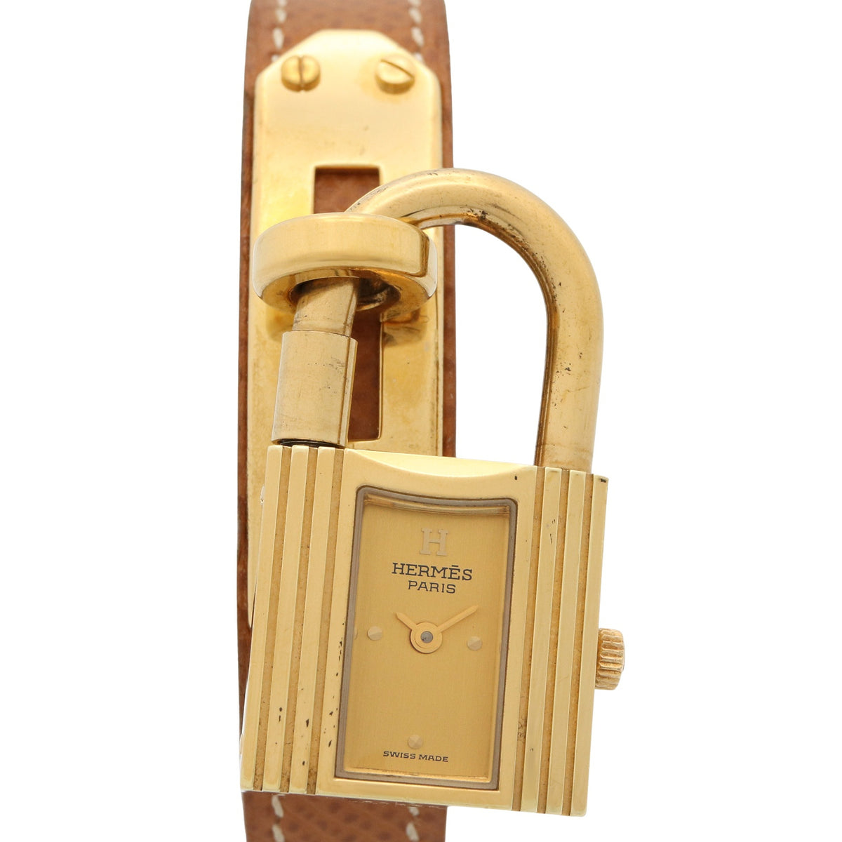 ケリーウォッチ レディース 腕時計 クオーツ GP（ゴールドメッキ） レザー ゴールド シャンパン エルメス 時計 HERMES