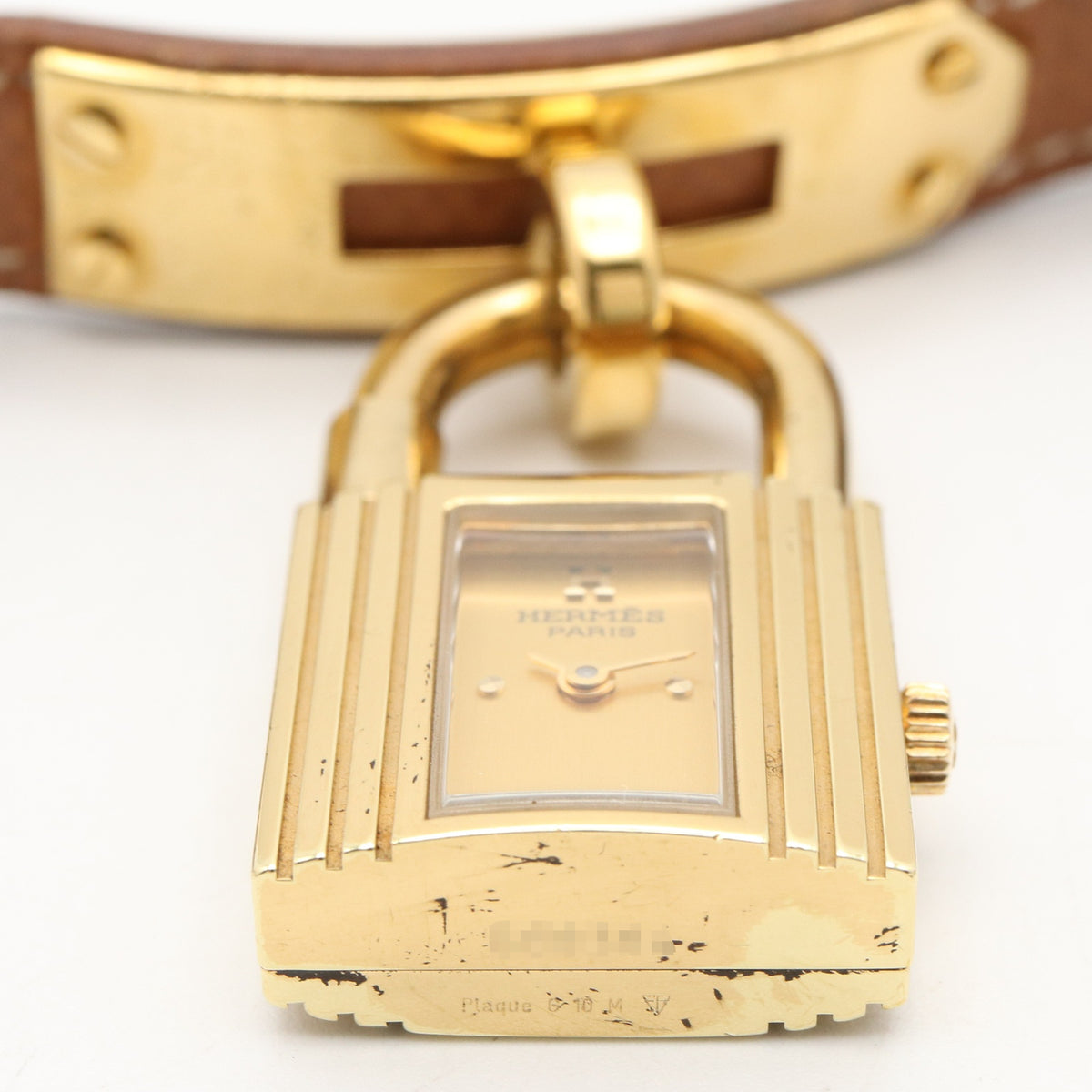 ケリーウォッチ レディース 腕時計 クオーツ GP（ゴールドメッキ） レザー ゴールド シャンパン エルメス 時計 HERMES