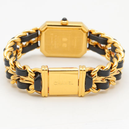 プルミエールM レディース 腕時計 クオーツ GP（ゴールドメッキ） レザー ブラック シャネル 時計 CHANEL