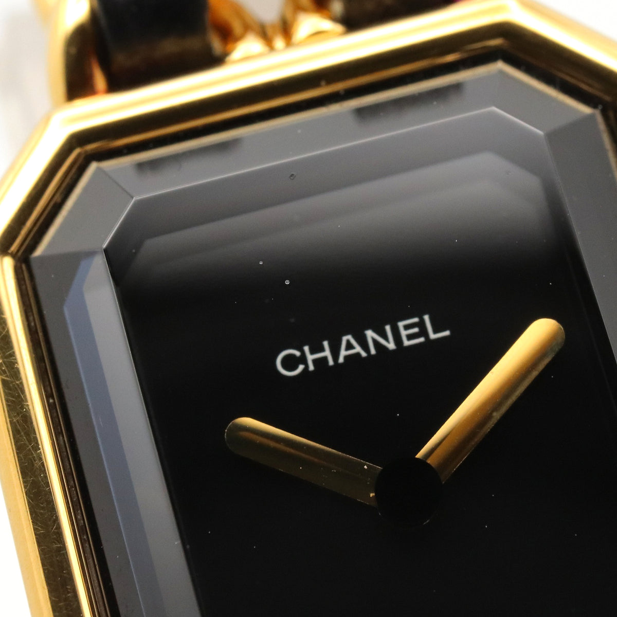 プルミエールM レディース 腕時計 クオーツ GP（ゴールドメッキ） レザー ブラック シャネル 時計 CHANEL