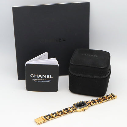 プルミエールM レディース 腕時計 クオーツ GP（ゴールドメッキ） レザー ブラック シャネル 時計 CHANEL