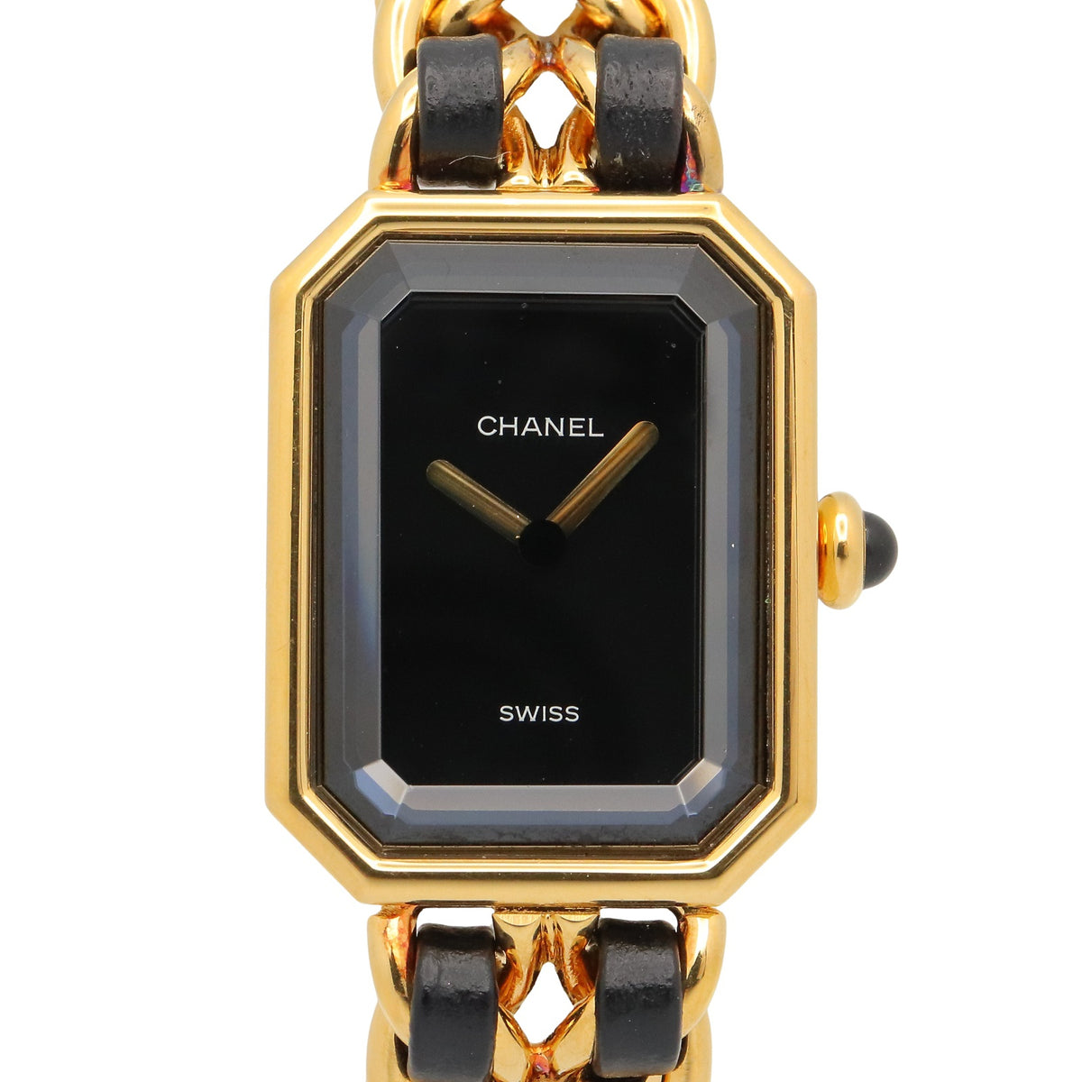 プルミエールM レディース 腕時計 クオーツ GP（ゴールドメッキ） レザー ブラック シャネル 時計 CHANEL