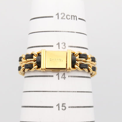 プルミエール S レディース 腕時計 クオーツ GP（ゴールドメッキ） レザー ブラック シャネル 時計 CHANEL
