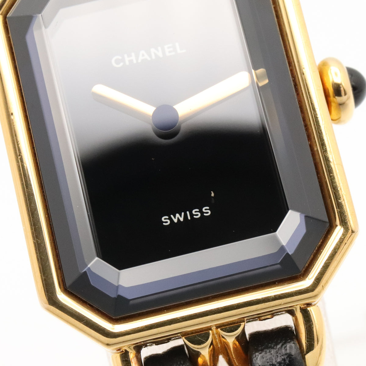 プルミエール S レディース 腕時計 クオーツ GP（ゴールドメッキ） レザー ブラック シャネル 時計 CHANEL