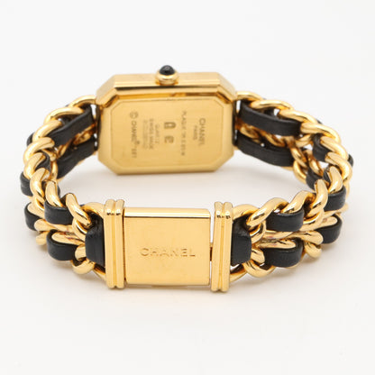 プルミエール S レディース 腕時計 クオーツ GP（ゴールドメッキ） レザー ブラック シャネル 時計 CHANEL