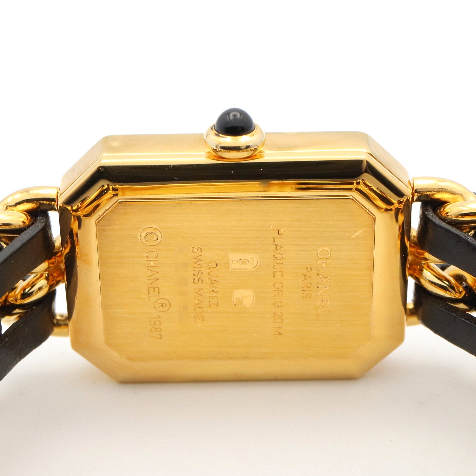 プルミエール S レディース 腕時計 クオーツ GP（ゴールドメッキ） レザー ブラック シャネル 時計 CHANEL