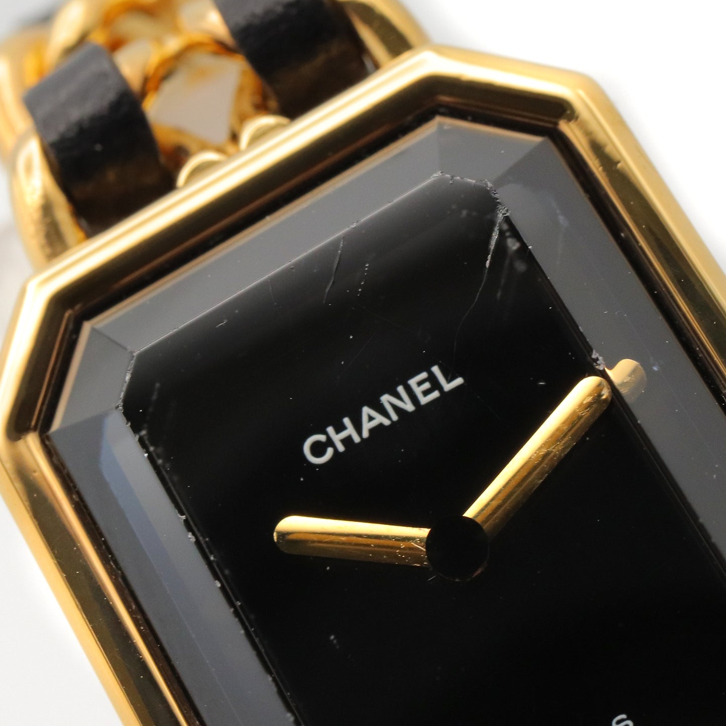 プルミエール S レディース 腕時計 クオーツ GP（ゴールドメッキ） レザー ブラック シャネル 時計 CHANEL