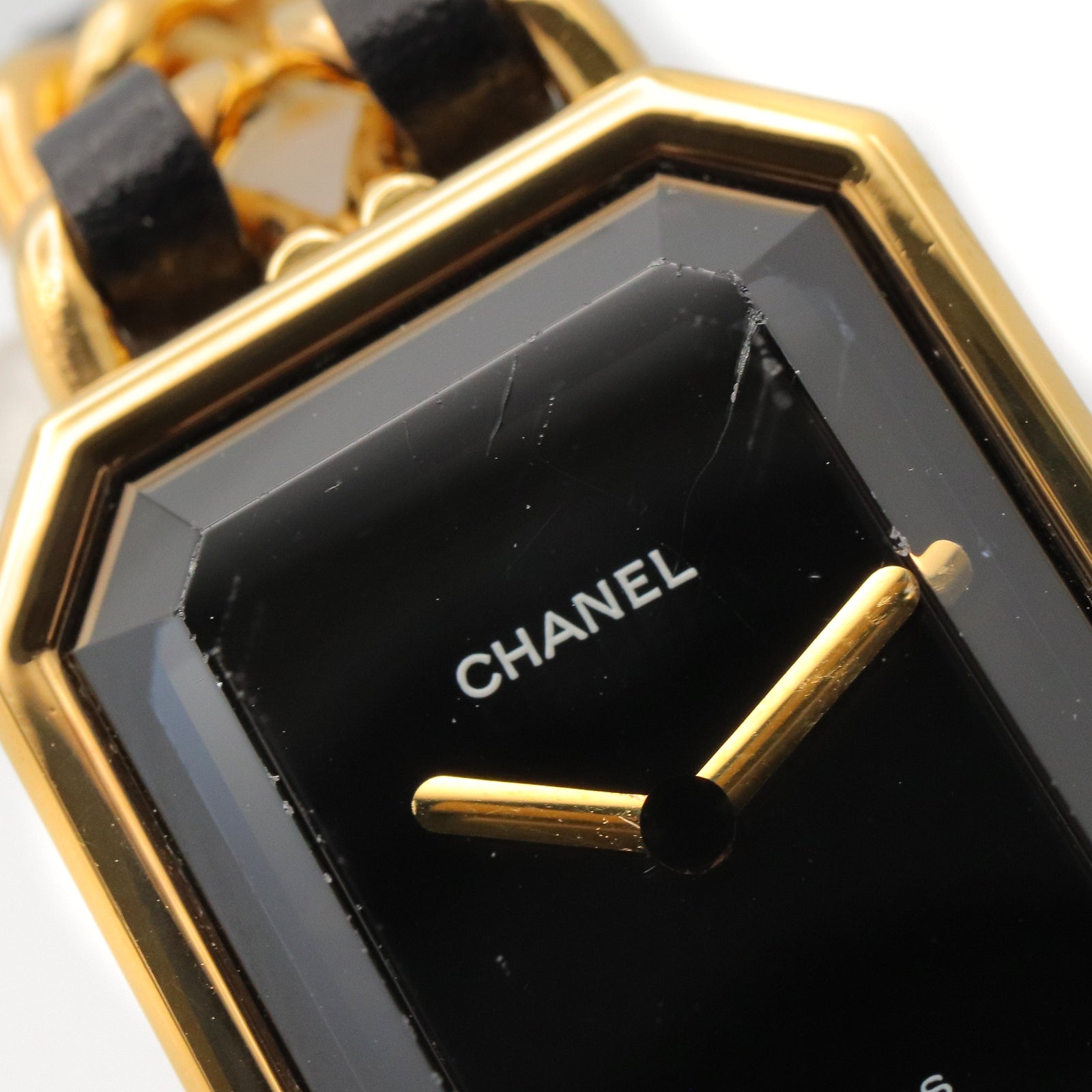 プルミエール S レディース 腕時計 クオーツ GP（ゴールドメッキ） レザー ブラック シャネル 時計 CHANEL