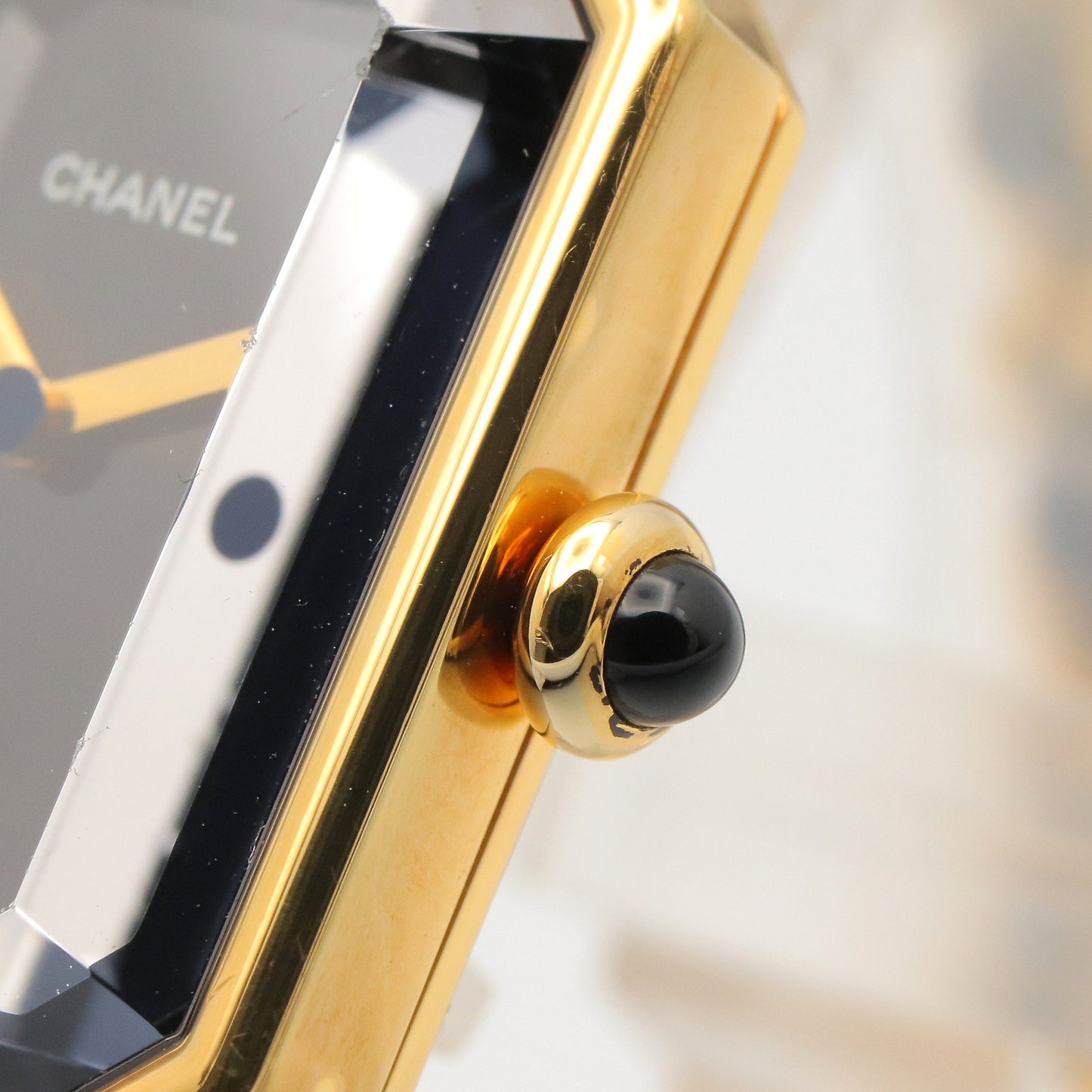 プルミエール S レディース 腕時計 クオーツ GP（ゴールドメッキ） レザー ブラック シャネル 時計 CHANEL