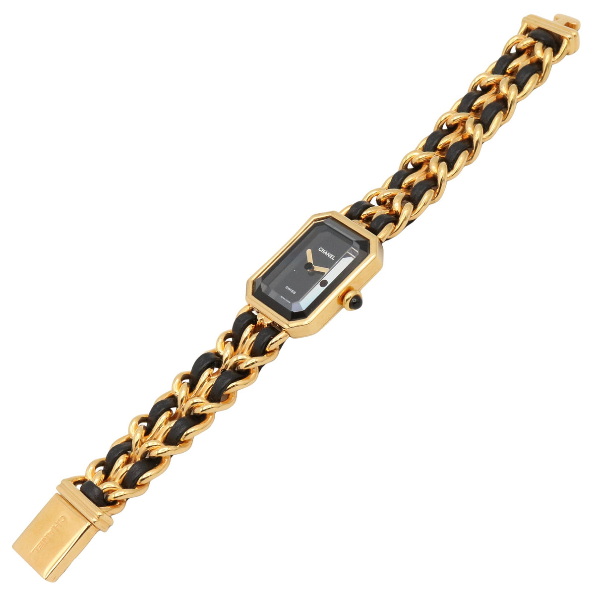 プルミエール S レディース 腕時計 クオーツ GP（ゴールドメッキ） レザー ブラック シャネル 時計 CHANEL