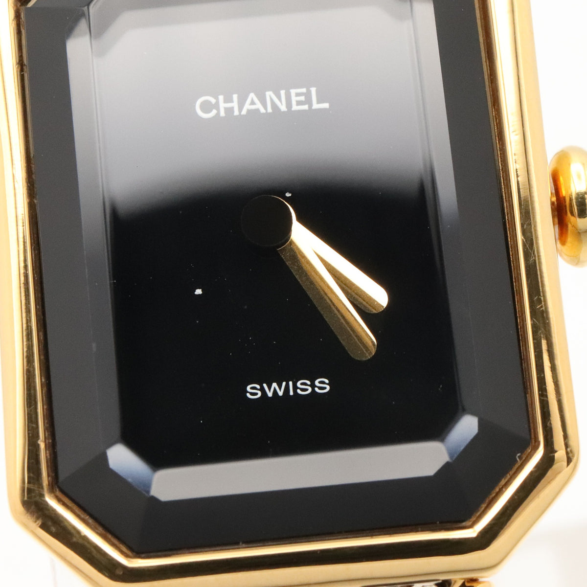 プルミエール S レディース 腕時計 クオーツ GP（ゴールドメッキ） レザー ブラック シャネル 時計 CHANEL