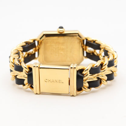 プルミエール S レディース 腕時計 クオーツ GP（ゴールドメッキ） レザー ブラック シャネル 時計 CHANEL