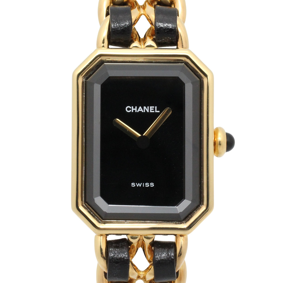 プルミエール S レディース 腕時計 クオーツ GP（ゴールドメッキ） レザー ブラック シャネル 時計 CHANEL