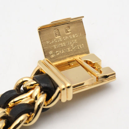 プルミエール S レディース 腕時計 クオーツ GP（ゴールドメッキ） レザー ブラック シャネル 時計 CHANEL