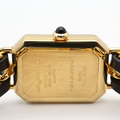 プルミエール S レディース 腕時計 クオーツ GP（ゴールドメッキ） レザー ブラック シャネル 時計 CHANEL