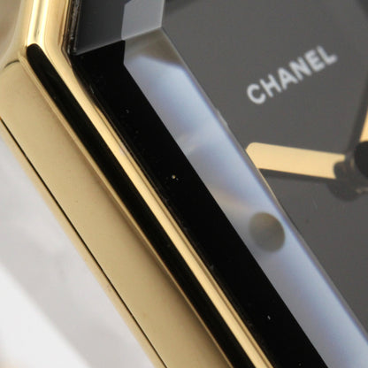 プルミエール S レディース 腕時計 クオーツ GP（ゴールドメッキ） レザー ブラック シャネル 時計 CHANEL