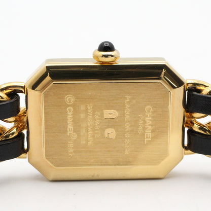プルミエール M レディース 腕時計 クオーツ GP（ゴールドメッキ） レザー ブラック シャネル 時計 CHANEL