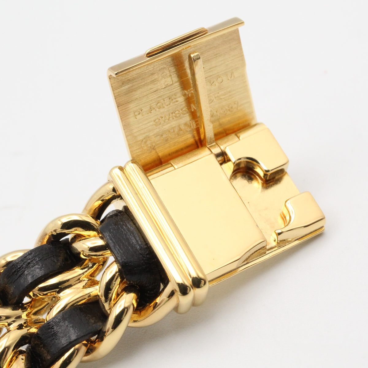 プルミエール M レディース 腕時計 クオーツ GP（ゴールドメッキ） レザー ブラック シャネル 時計 CHANEL