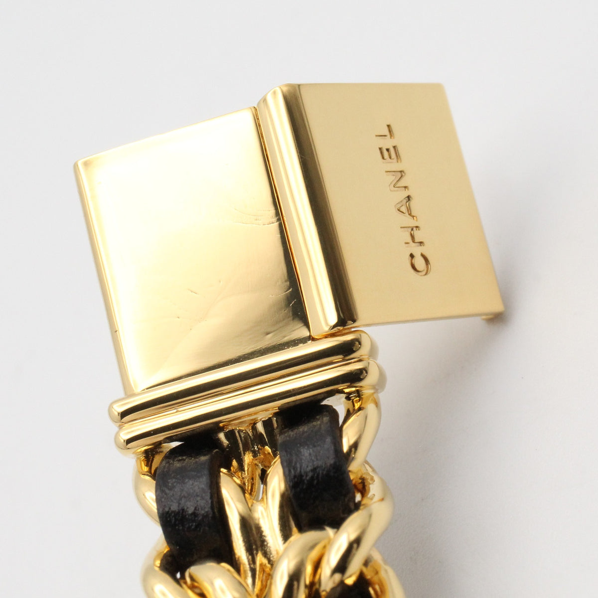 プルミエール M レディース 腕時計 クオーツ GP（ゴールドメッキ） レザー ブラック シャネル 時計 CHANEL