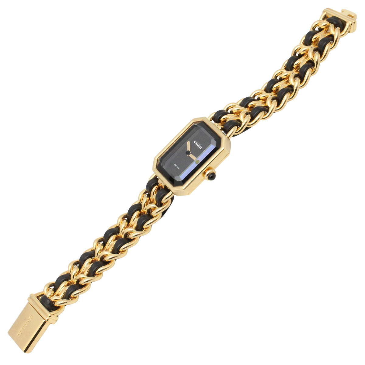 プルミエール M レディース 腕時計 クオーツ GP（ゴールドメッキ） レザー ブラック シャネル 時計 CHANEL