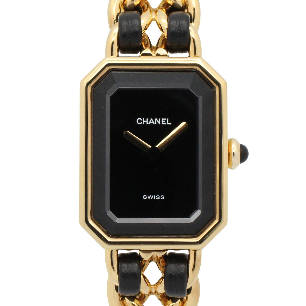 プルミエール M レディース 腕時計 クオーツ GP（ゴールドメッキ） レザー ブラック シャネル 時計 CHANEL