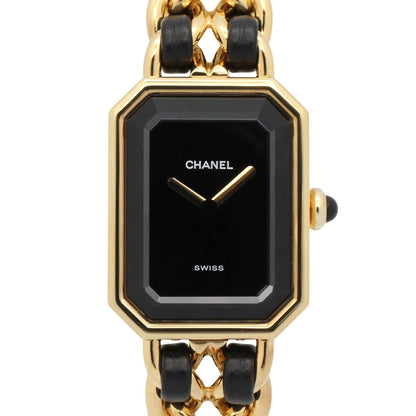 プルミエール M レディース 腕時計 クオーツ GP（ゴールドメッキ） レザー ブラック シャネル 時計 CHANEL