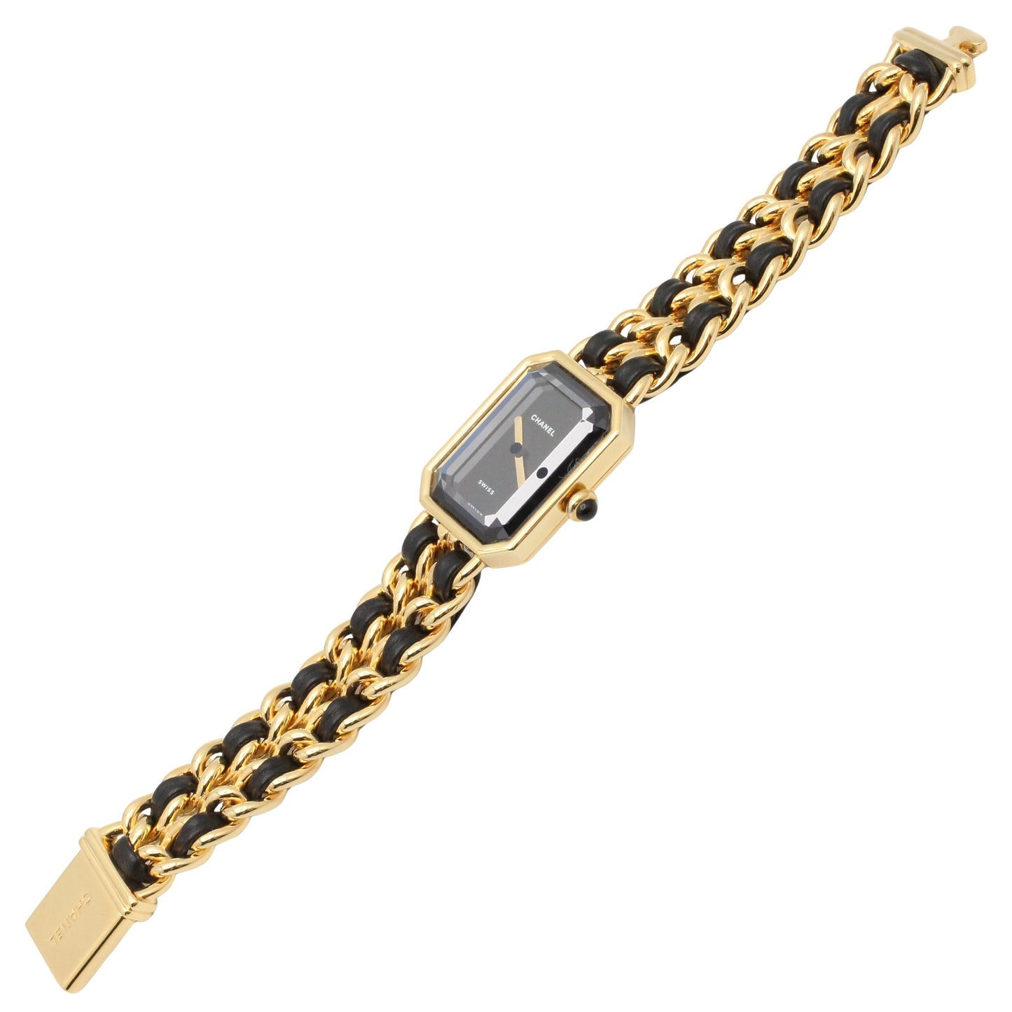 プルミエール M レディース 腕時計 クオーツ GP（ゴールドメッキ） レザー ブラック シャネル 時計 CHANEL