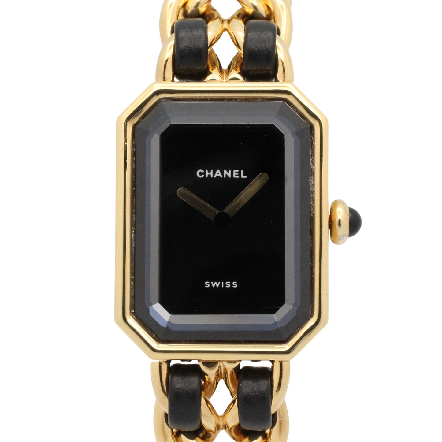 プルミエール M レディース 腕時計 クオーツ GP（ゴールドメッキ） レザー ブラック シャネル 時計 CHANEL