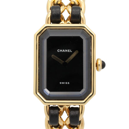 プルミエール M レディース 腕時計 クオーツ GP（ゴールドメッキ） レザー ブラック シャネル 時計 CHANEL
