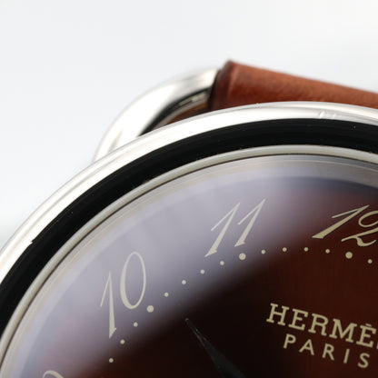 アルソー メンズ 腕時計 クオーツ ステンレススチール レザーベルト ブラウン エルメス 時計 HERMES
