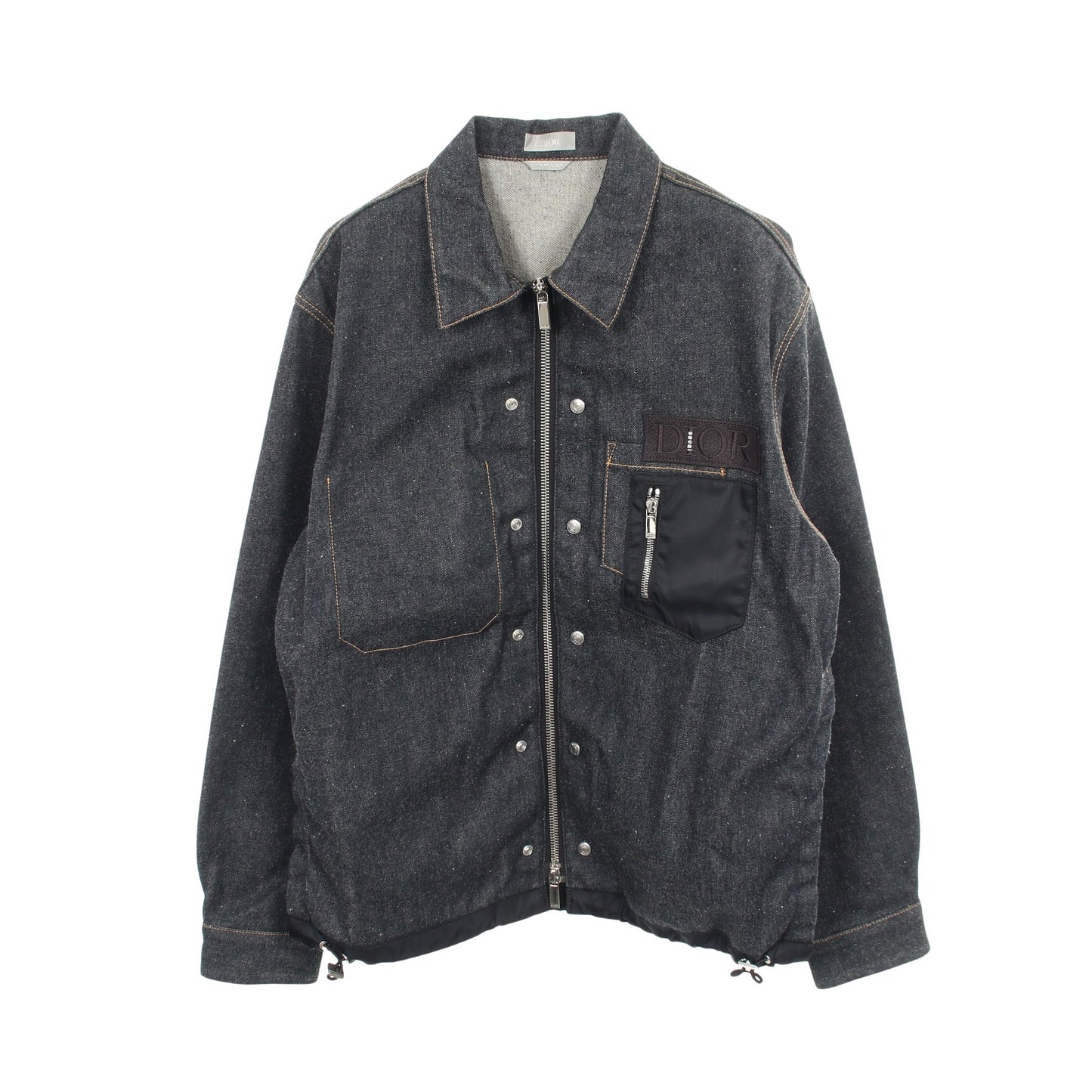 DIOR × sacai ロゴ デニムジャケット コットン ナイロン インディゴブルー ディオール