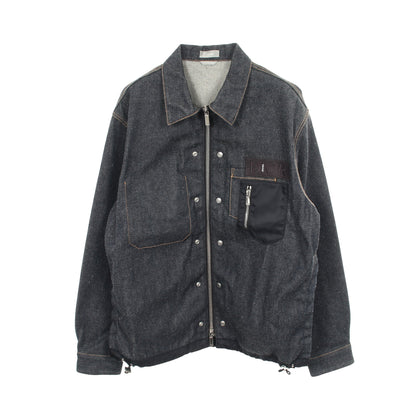 DIOR × sacai ロゴ デニムジャケット コットン ナイロン インディゴブルー ディオール