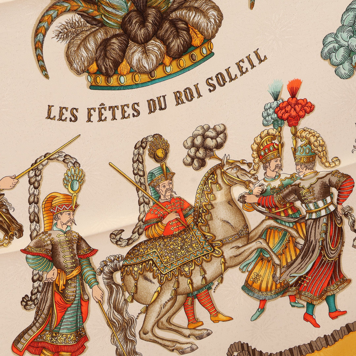 カレ90 LES FETES DU ROI SOLEIL スカーフ シルク アイボリー イエロー マルチカラー エルメス 財布・小物 HERMES