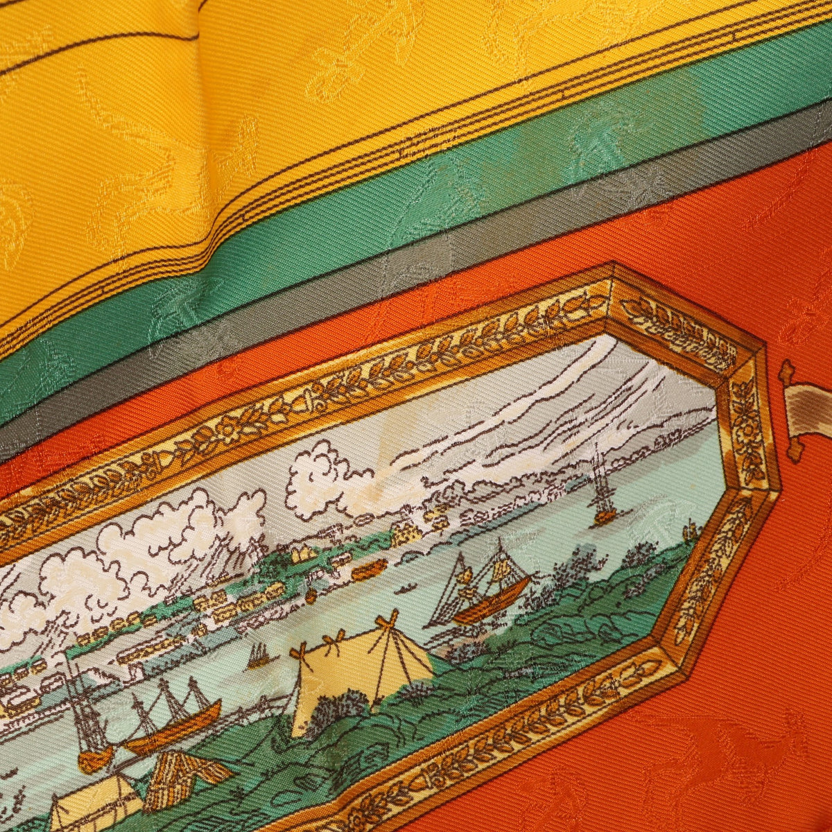 カレ90 LE GEOGRAPHE スカーフ シルク オレンジ マルチカラー エルメス 財布・小物 HERMES