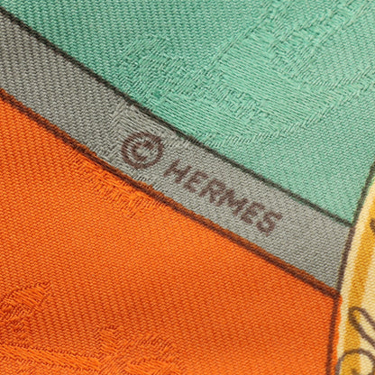 カレ90 LE GEOGRAPHE スカーフ シルク オレンジ マルチカラー エルメス 財布・小物 HERMES