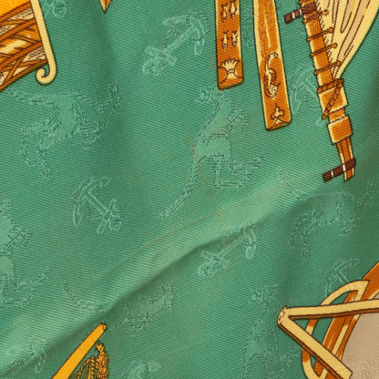 カレ90 LE GEOGRAPHE スカーフ シルク オレンジ マルチカラー エルメス 財布・小物 HERMES