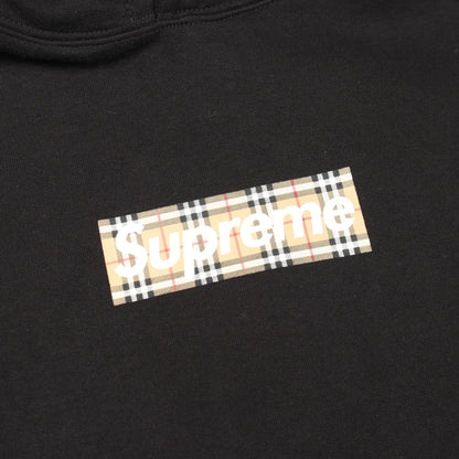 Supreme × Burberry BoxLogo Hooded プルオーバーパーカー コットン ブラック シュプリーム