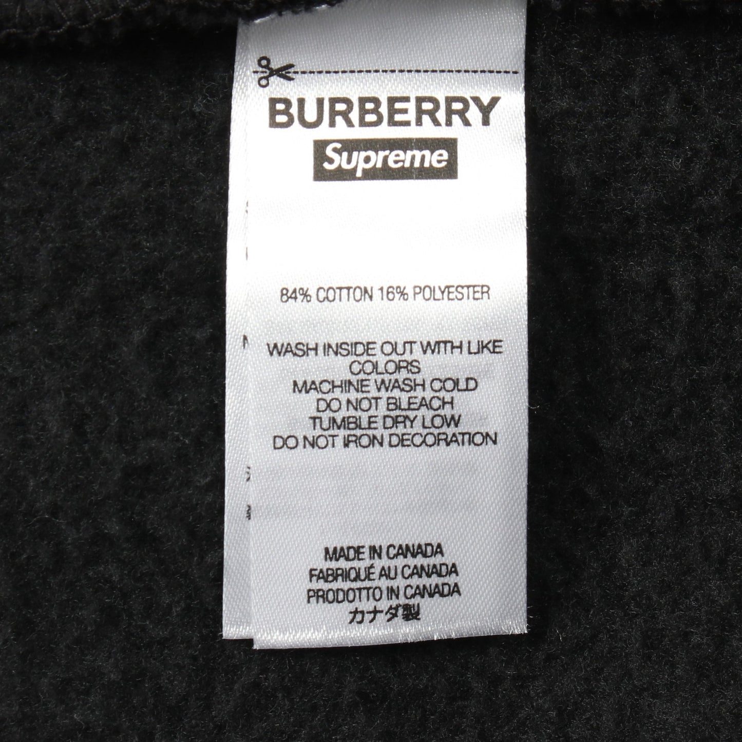 Supreme × Burberry BoxLogo Hooded プルオーバーパーカー コットン ブラック シュプリーム