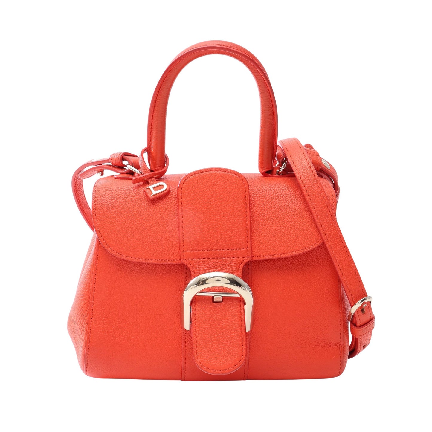 ブリヨン ミニ 2WAY ハンドバッグ レザー オレンジレッド デルヴォー