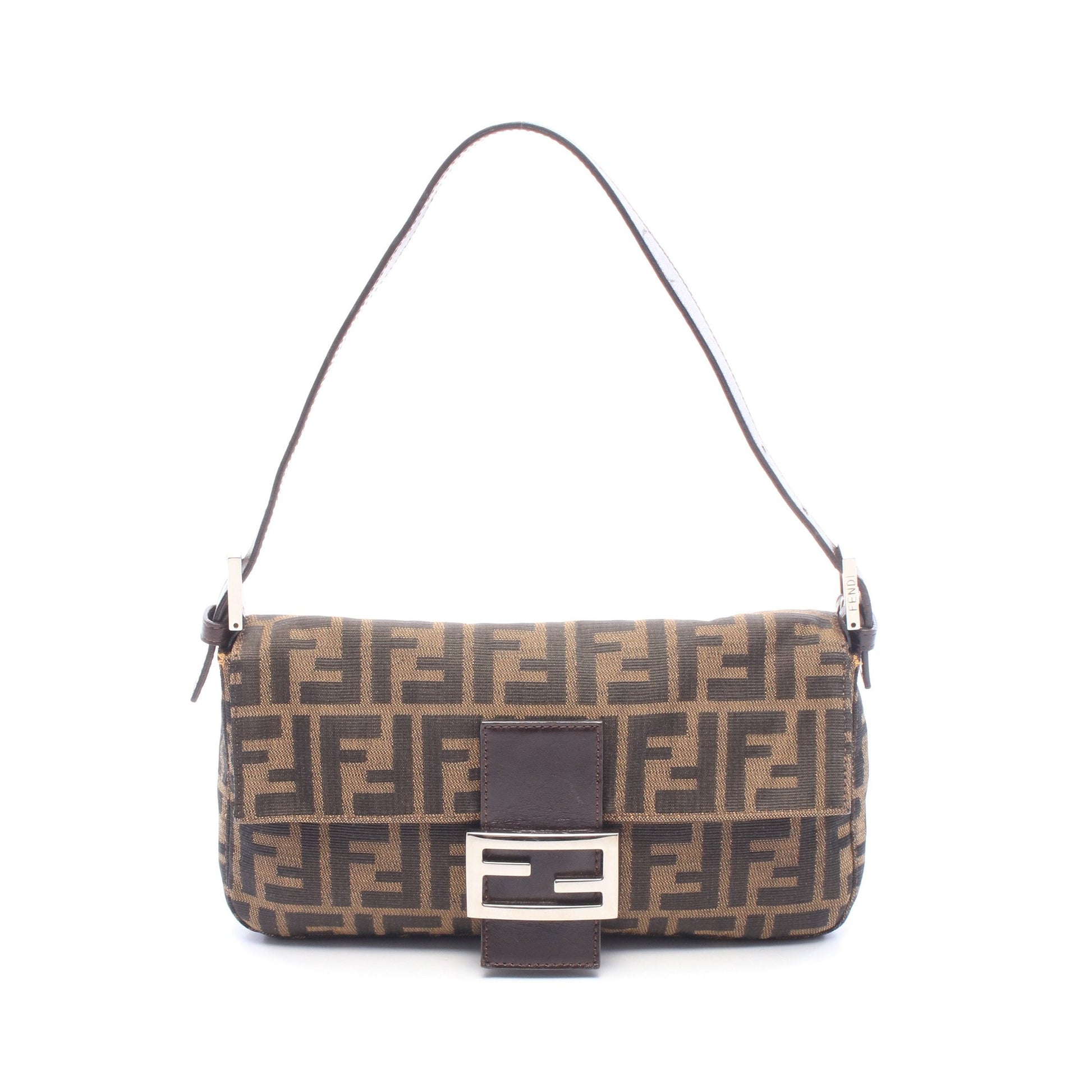 マンマバケット ズッカ ハンドバッグ キャンバス レザー ブラウン ブラック フェンディ バッグ FENDI