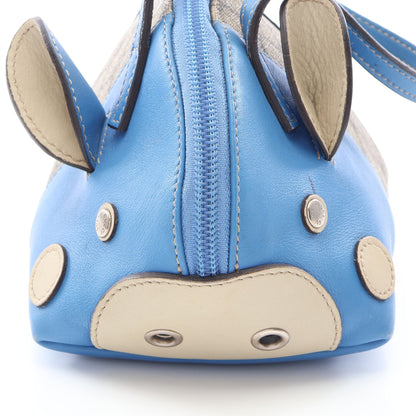 チルドレンズ ZOO GGスプリーム ブタ ハンドバッグ PVC レザー ベージュ ブルー グッチ