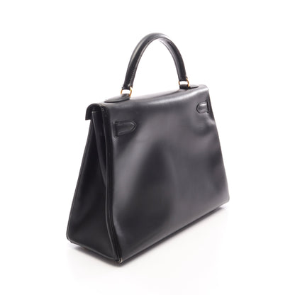ケリー32 2WAY 内縫い ハンドバッグ ボックスカーフ ブラック ゴールド金具 □A刻印 エルメス