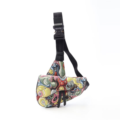 DIOR × KENNY SCHARF SADDLE サドル ボディバッグ キャンバス レザー ブラック マルチカラー ディオール
