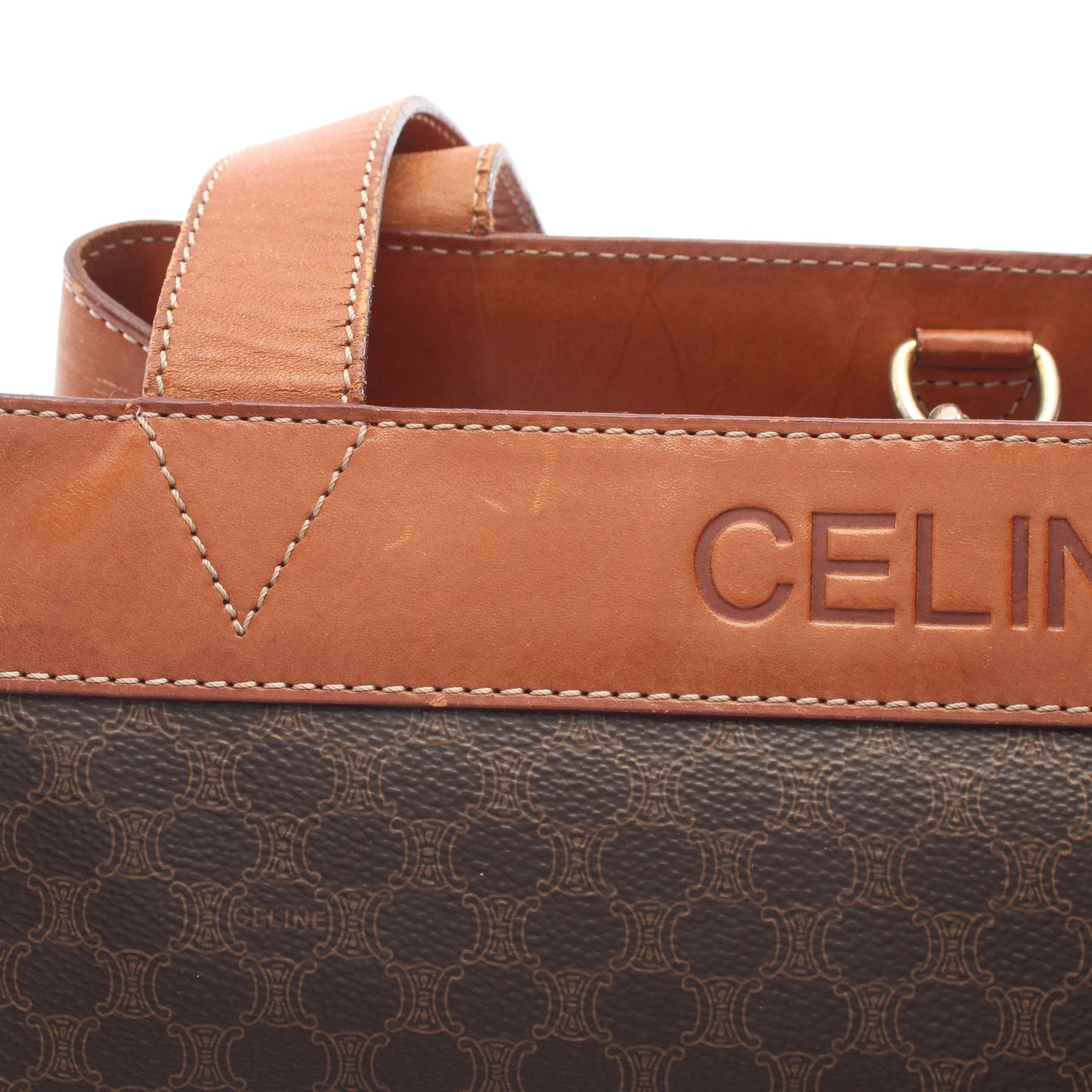 マカダム ショルダーバッグ PVC レザー ブラウン ダークブラウン セリーヌ バッグ CELINE