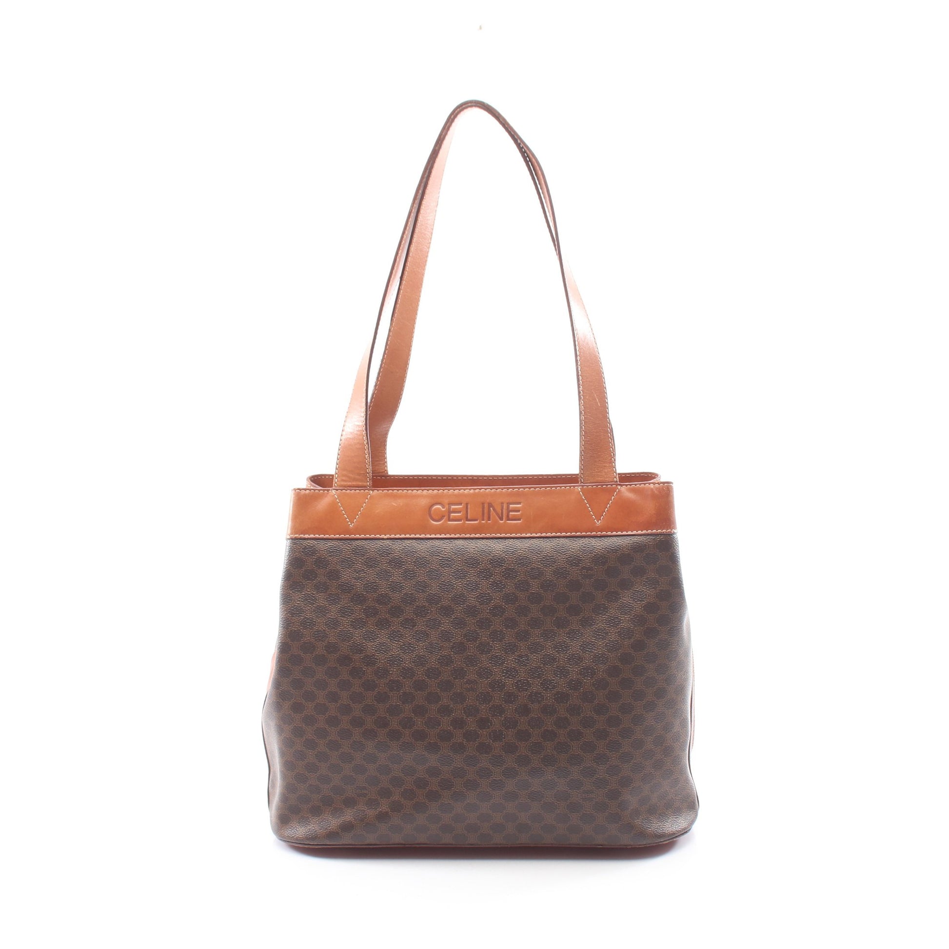 マカダム ショルダーバッグ PVC レザー ブラウン ダークブラウン セリーヌ バッグ CELINE