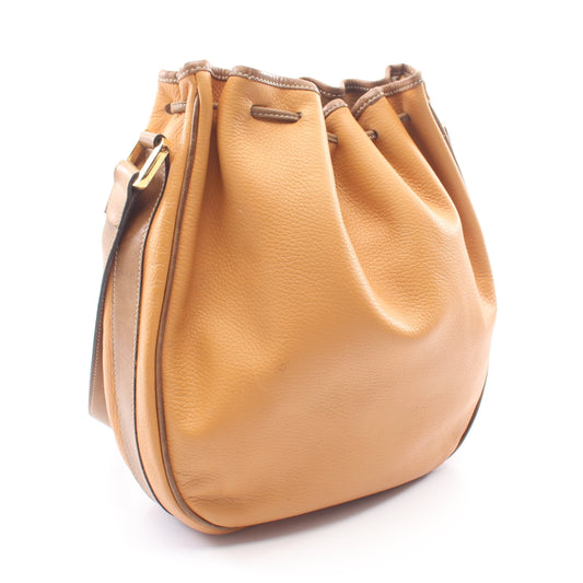 アナグラム 巾着 ショルダーバッグ レザー オレンジ ライトブラウン ロエベ バッグ LOEWE