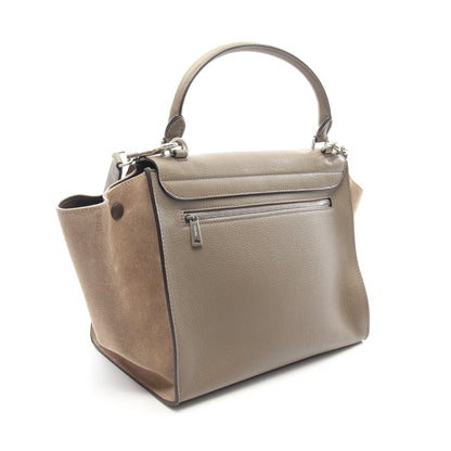 トラペーズ ミディアム 2WAY ハンドバッグ レザー グレーベージュ グレーブラウン セリーヌ バッグ CELINE