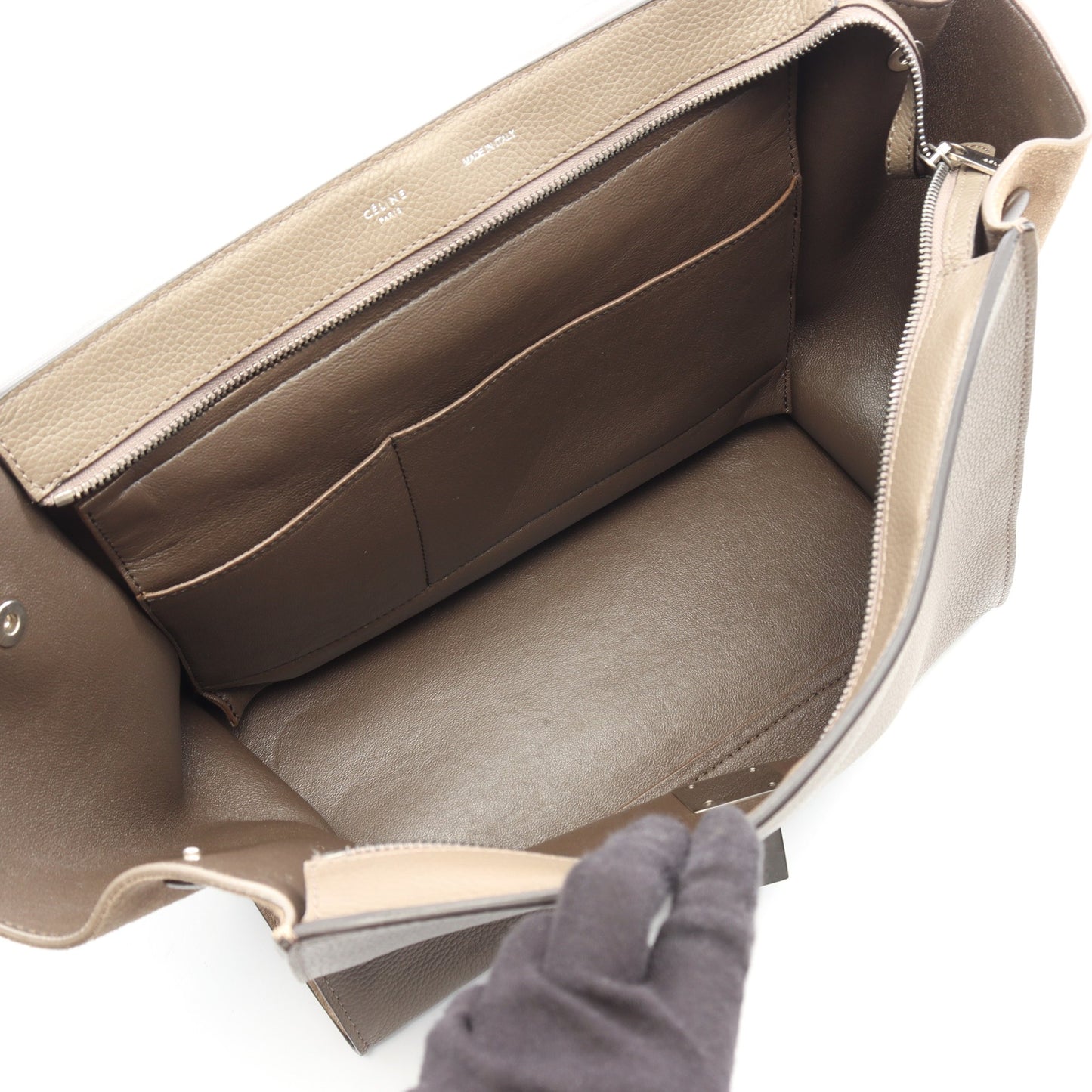 トラペーズ ミディアム 2WAY ハンドバッグ レザー グレーベージュ グレーブラウン セリーヌ バッグ CELINE