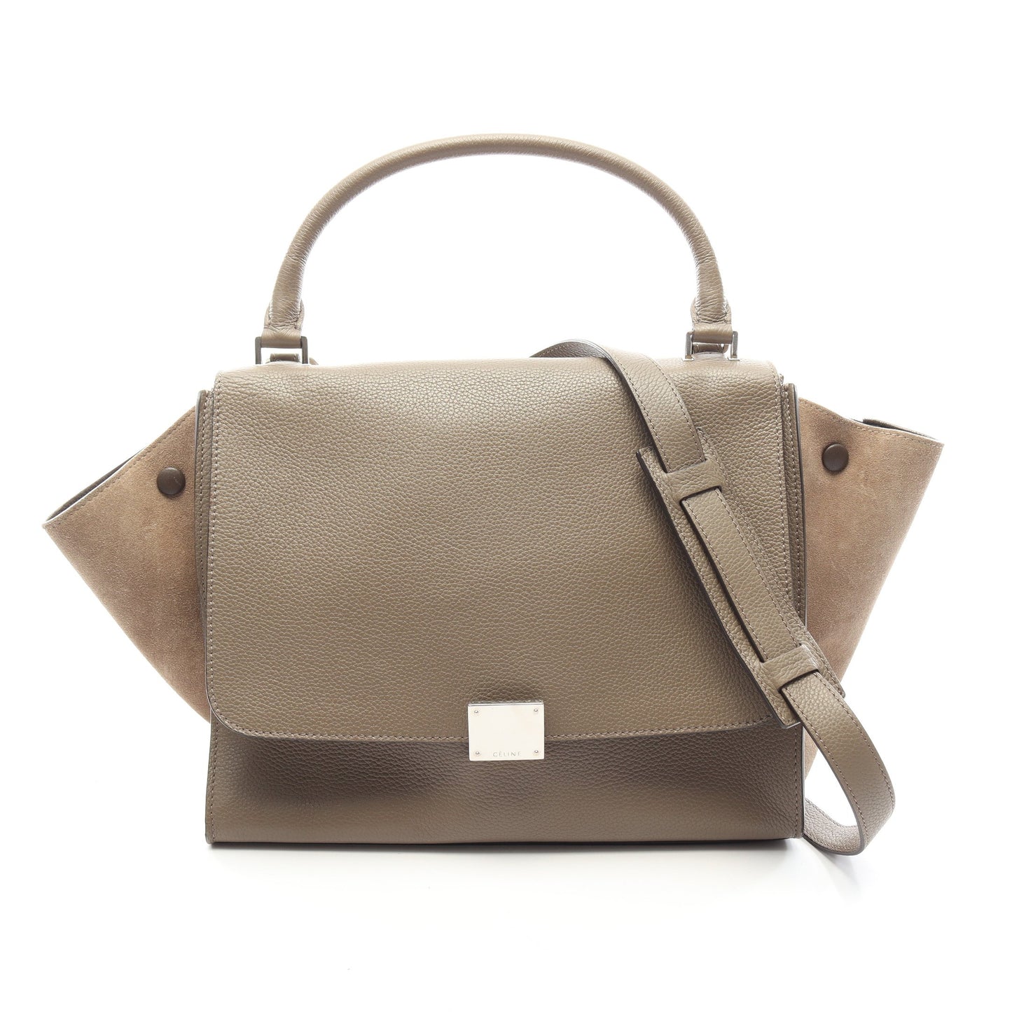トラペーズ ミディアム 2WAY ハンドバッグ レザー グレーベージュ グレーブラウン セリーヌ バッグ CELINE